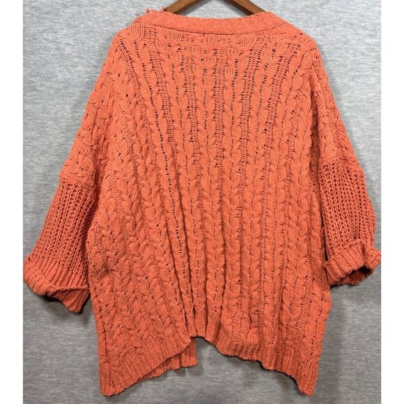 Umgee Womens Knit Cardigan Sweater Open Front Coral Cable Knit Short Sleeve S/M - Picture 5 of 6